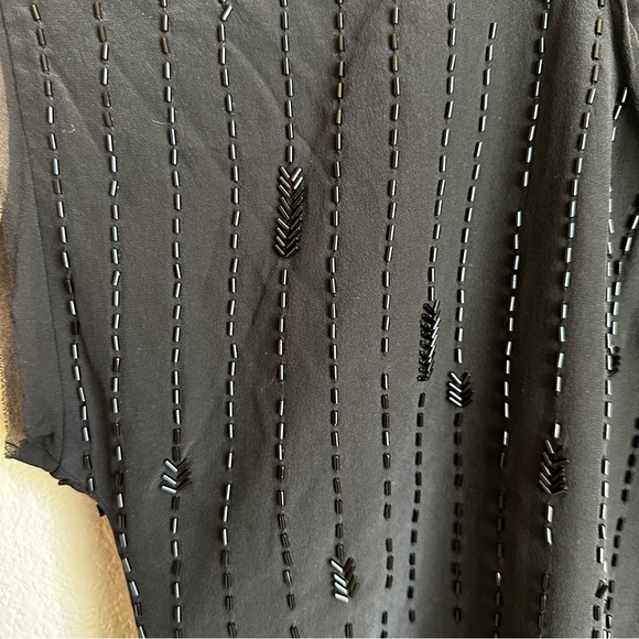 Eileen Fisher Beaded Silk Crepe De Chine Striped Scoop Neck Sz XL DEFECTS - Picture 4 of 12